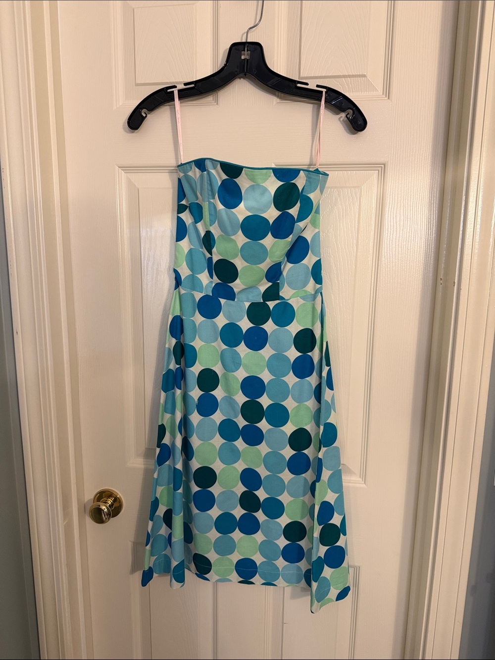 Blue & Green Polka Dot Strapless Sundress